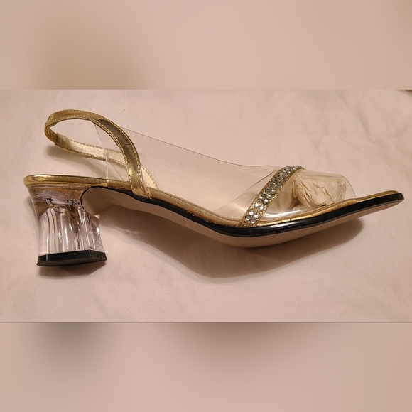 Pierre Dumas size 8½M clear/gold heels - Picture 7 of 11